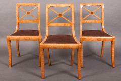 Suite de six chaises à croisillons, Charles X, frêne, WERNER*