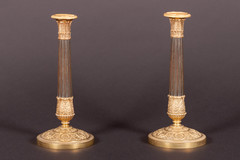 Paire de flambeaux, Bourbon Restoration, gilded bronze